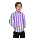 Vertical Stripes - White and Lavender Violet Wind Breaker (Kids)