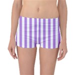 Vertical Stripes - White and Lavender Violet Reversible Boyleg Bikini Bottoms