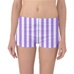 Vertical Stripes - White and Lavender Violet Boyleg Bikini Bottoms