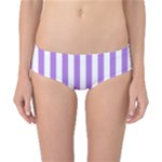 Vertical Stripes - White and Lavender Violet Classic Bikini Bottoms