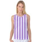 Vertical Stripes - White and Lavender Violet Women s Basketball Tank Top