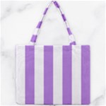 Vertical Stripes - White and Lavender Violet Mini Tote Bag