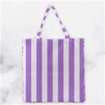 Vertical Stripes - White and Lavender Violet Grocery Tote Bag