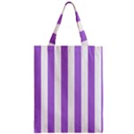 Vertical Stripes - White and Lavender Violet Zipper Classic Tote Bag