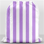 Vertical Stripes - White and Lavender Violet Drawstring Bag (Large)