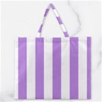 Vertical Stripes - White and Lavender Violet Zipper Large Tote Bag