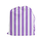 Vertical Stripes - White and Lavender Violet Drawstring Pouch (XL)
