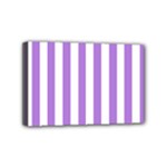 Vertical Stripes - White and Lavender Violet Mini Canvas 6  x 4  (Stretched)