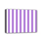 Vertical Stripes - White and Lavender Violet Mini Canvas 7  x 5  (Stretched)