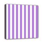 Vertical Stripes - White and Lavender Violet Mini Canvas 8  x 8  (Stretched)
