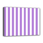 Vertical Stripes - White and Lavender Violet Canvas 16  x 12  (Stretched)