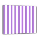 Vertical Stripes - White and Lavender Violet Canvas 20  x 16  (Stretched)