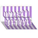 Vertical Stripes - White and Lavender Violet Happy Birthday 3D Greeting Card (8x4)
