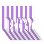 Vertical Stripes - White and Lavender Violet BOY 3D Greeting Card (7x5)