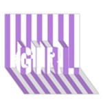 Vertical Stripes - White and Lavender Violet GIRL 3D Greeting Card (7x5)
