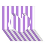 Vertical Stripes - White and Lavender Violet Heart 3D Greeting Card (7x5)
