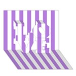 Vertical Stripes - White and Lavender Violet LOVE 3D Greeting Card (7x5)