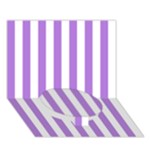 Vertical Stripes - White and Lavender Violet Circle Bottom 3D Greeting Card (7x5)