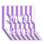 Vertical Stripes - White and Lavender Violet TAKE CARE 3D Greeting Card (7x5)