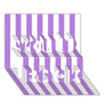Vertical Stripes - White and Lavender Violet You Rock 3D Greeting Card (7x5)