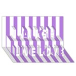 Vertical Stripes - White and Lavender Violet Laugh Live Love 3D Greeting Card (8x4)