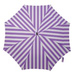 Vertical Stripes - White and Lavender Violet Hook Handle Umbrella (Medium)