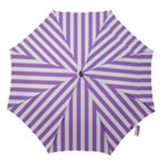 Vertical Stripes - White and Lavender Violet Hook Handle Umbrella (Small)