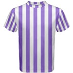 Vertical Stripes - White and Dark Pastel Purple Men s Cotton Tee