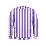 Vertical Stripes - White and Dark Pastel Purple Kid s Sweatshirt