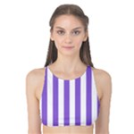 Vertical Stripes - White and Dark Pastel Purple Tank Bikini Top