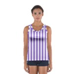Vertical Stripes - White and Dark Pastel Purple Women s Sport Tank Top