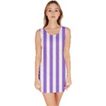 Vertical Stripes - White and Dark Pastel Purple Bodycon Dress