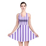 Vertical Stripes - White and Dark Pastel Purple Reversible Skater Dress