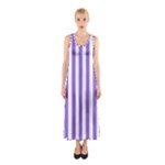 Vertical Stripes - White and Dark Pastel Purple Full Print Maxi Dress