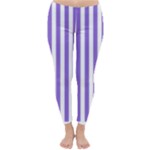 Vertical Stripes - White and Dark Pastel Purple Winter Leggings