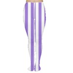 Vertical Stripes - White and Dark Pastel Purple Women s Tights