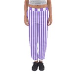 Vertical Stripes - White and Dark Pastel Purple Women s Jogger Sweatpants