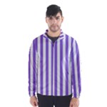 Vertical Stripes - White and Dark Pastel Purple Wind Breaker (Men)