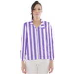 Vertical Stripes - White and Dark Pastel Purple Wind Breaker (Women)