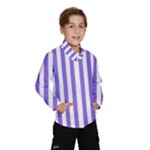 Vertical Stripes - White and Dark Pastel Purple Wind Breaker (Kids)