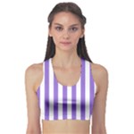 Vertical Stripes - White and Dark Pastel Purple Women s Sports Bra