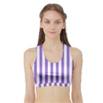 Vertical Stripes - White and Dark Pastel Purple Women s Sports Bra with Border