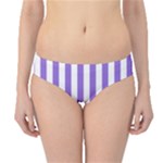 Vertical Stripes - White and Dark Pastel Purple Hipster Bikini Bottoms