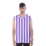 Vertical Stripes - White and Dark Pastel Purple Men s Basketball Tank Top