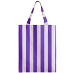 Vertical Stripes - White and Dark Pastel Purple Zipper Classic Tote Bag