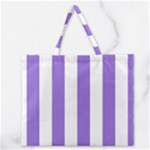 Vertical Stripes - White and Dark Pastel Purple Zipper Large Tote Bag