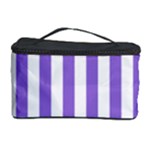 Vertical Stripes - White and Dark Pastel Purple Cosmetic Storage Case