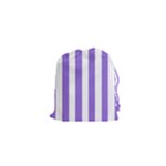 Vertical Stripes - White and Dark Pastel Purple Drawstring Pouch (XS)
