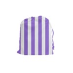 Vertical Stripes - White and Dark Pastel Purple Drawstring Pouch (M)