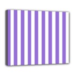 Vertical Stripes - White and Dark Pastel Purple Deluxe Canvas 24  x 20  (Stretched)